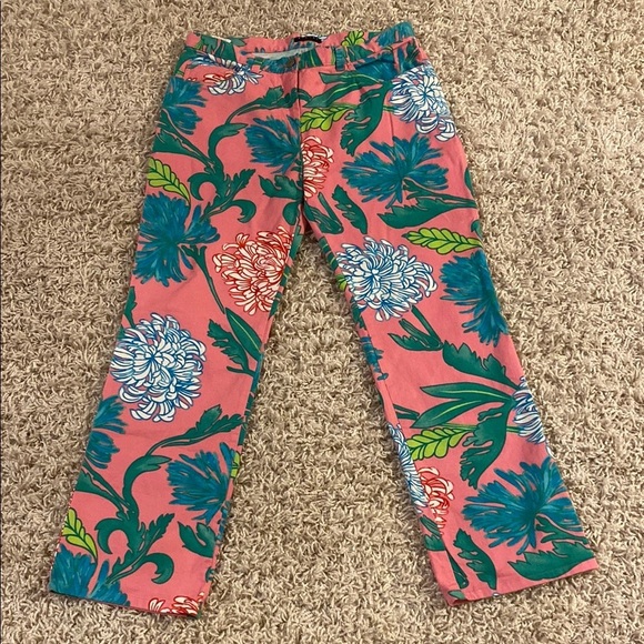 Sisley Pants - Sisley Floral Bottoms in Pink and Green pants size 46